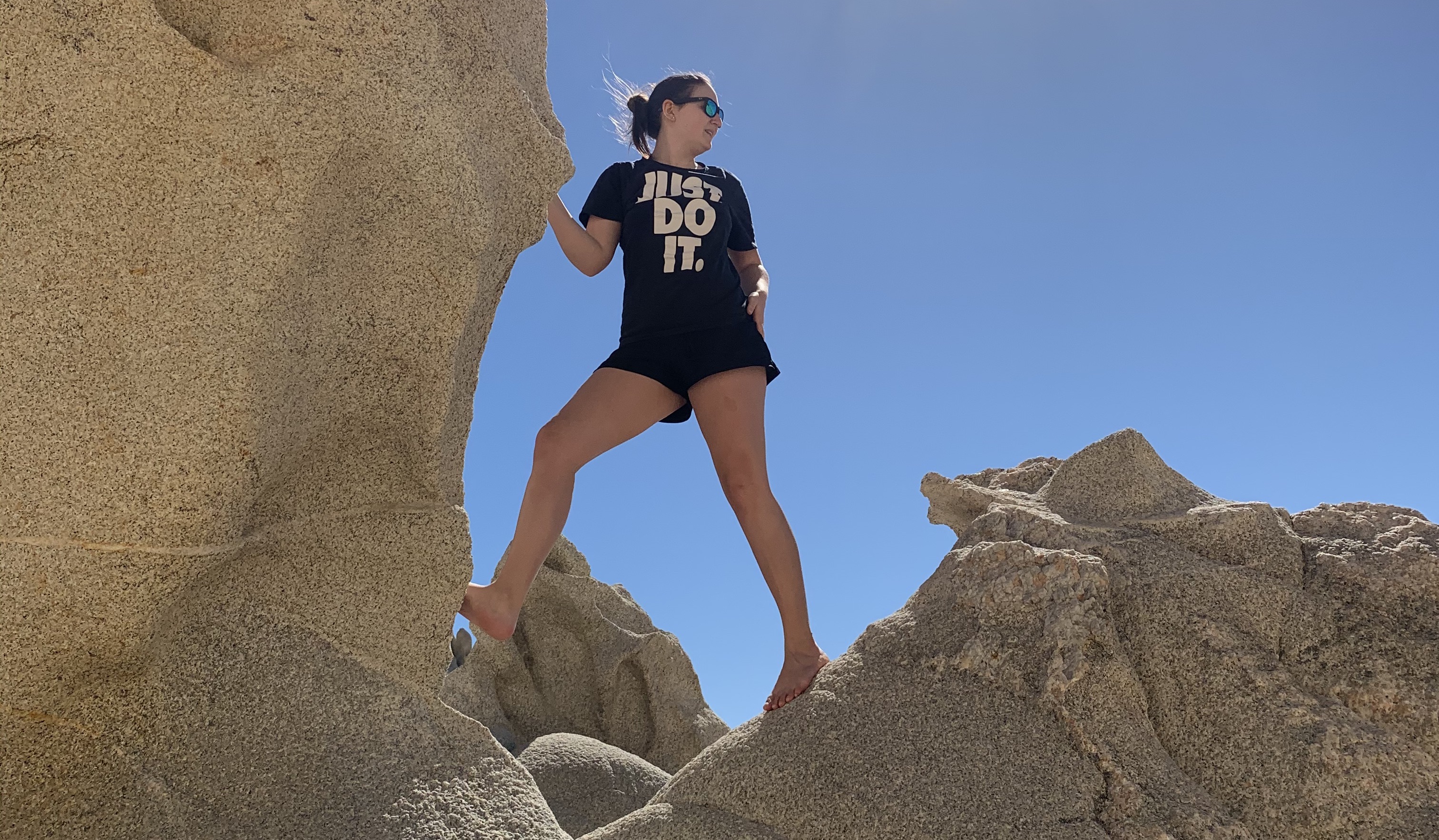 Viktoriya Petrova standing on rocks
